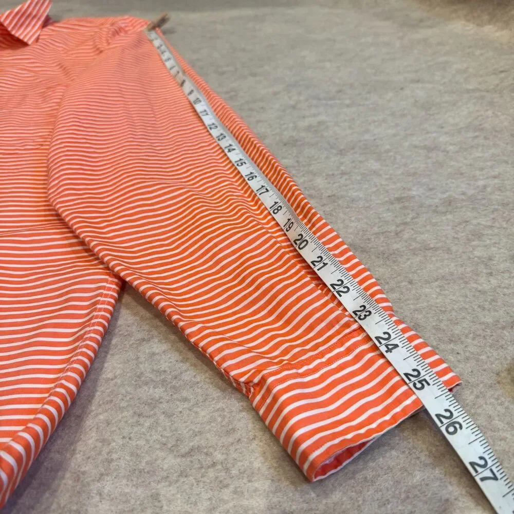 Vtg J.Crew Oarsman Orange White Stripe Button Up Shirt Men’s L Hong Kong Preppy - Picture 7 of 8